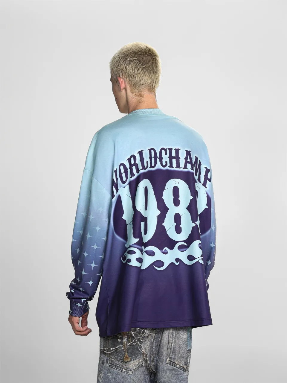 Saint michael tears all-over printed long-sleeved vintage autumn and winter T-shirt Style number: 104 Size: M L XL Wholesale price: 136 Color: green blue